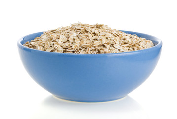 bowl of oat flake on white