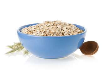 bowl of oat flake on white