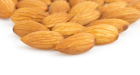 almond nut on white