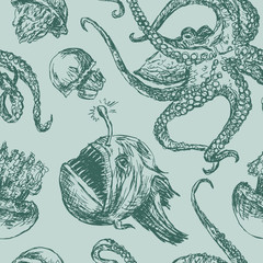 Naklejka premium background with sea creatures
