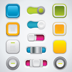 Colorful buttons in different design variations