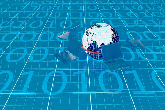 Global Connected Computer - 3D Render