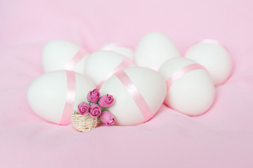 Colorful Easter eggs on white background