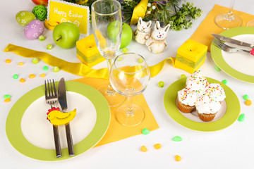 Serving Easter table close-up