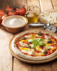 Pizza with ingredients
