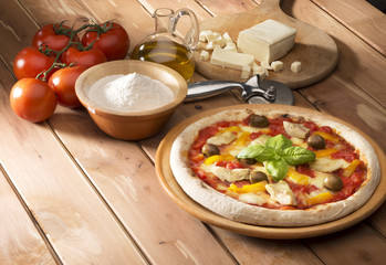 Pizza with ingredients