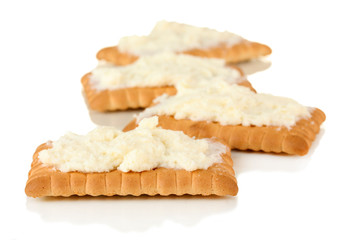 Cookies with milk cheese, isolated on white