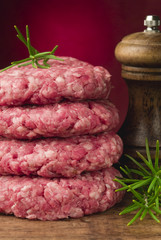 raw beef burgers