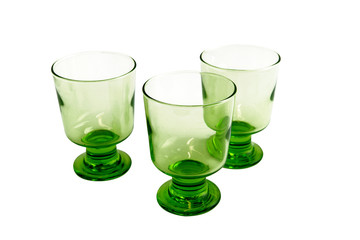 Three green glasses
