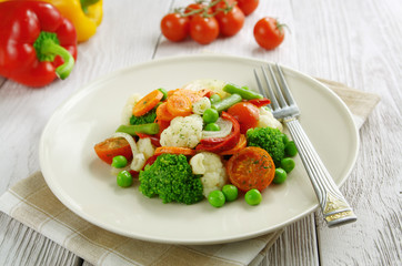 Steamed vegetables. Vegetarian food