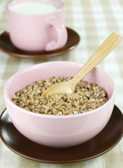 Buckwheat and milk in a cup