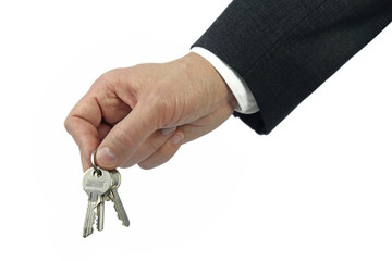 business hand holding keys