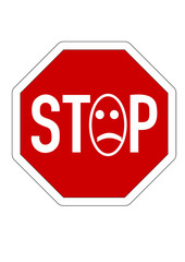 Stopschild mit schlechter Laune
