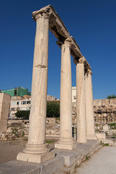 Four ionic columns in the Roman Agora of Athens