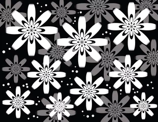 Fotobehang Zwart wit bloemen Wit bloemenpatroon