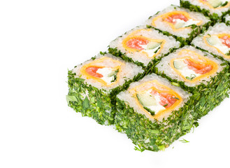 sushi roll with greens