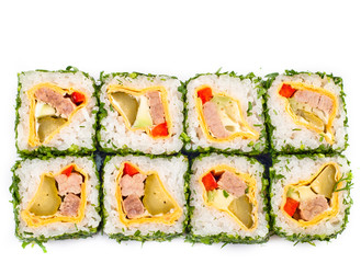 sushi roll with greens