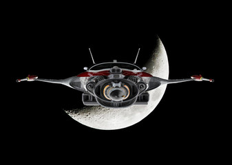 spaceship flying back from the moon