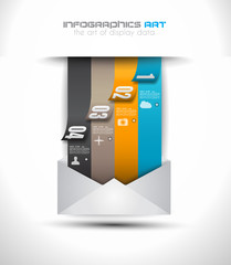 Infographic design template with paper tags.