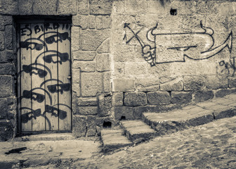 Stone wall with Graffiti
