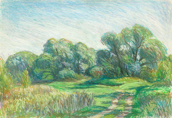 oil pastel landscape