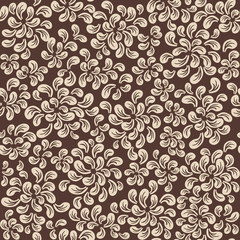 Repeating vector floral and feather pattern