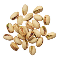 Pistachios nuts isolated on white background, close up