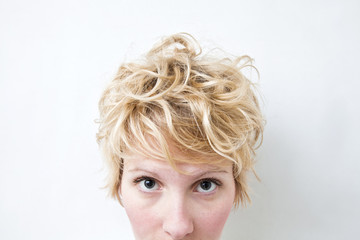 Close-up Blond Girl Head - Curly Hair