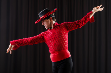 Man in studio dancing spanish dances
