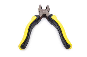 Yellow pliers isolated on the white