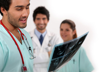 Nurse looking at ultrasound