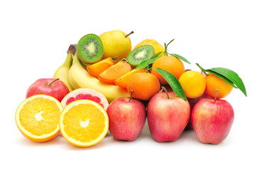 collection fruits isolated on white background
