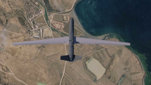 unbemannte aufkl&auml;rungsdrohne im flug