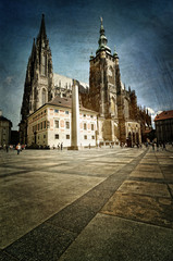 Vintage Prague St. Vitus Cathedral