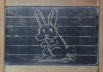 Easter Rabbit on blackboard