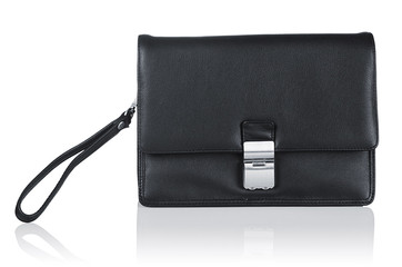 Leather wallet isolated on the white