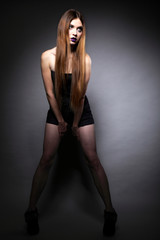 Fototapeta premium Woman straight long hair make-up posing