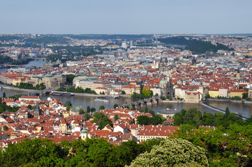 Fototapeta na wymiar View of Prague city from Petrin tower