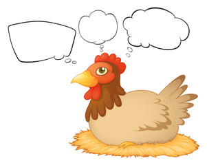 A hen laying eggs with empty callouts