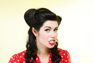 Funny girl pin-up make-up and hairstyle