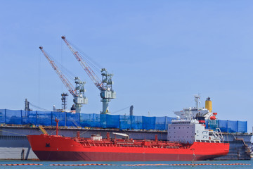 Repair ship with crane