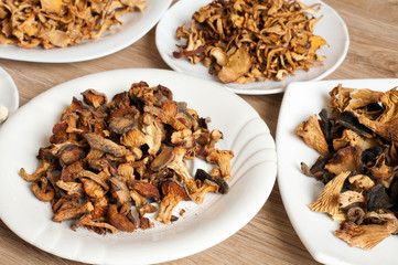 Dried mushrooms of different varieties