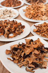 Dried mushrooms of different varieties