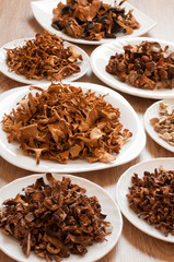 Dried mushrooms of different varieties