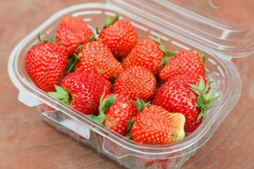 Strawberry in plastic package