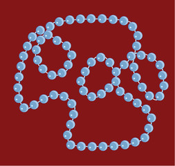 Beads necklace on a red background