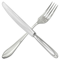 Fork and knife on a white background.Vector