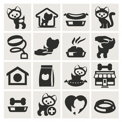 Pet shop. Set of icons vector