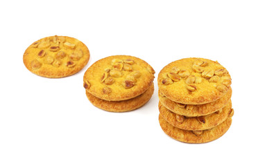 Cookies with peanuts on a white background