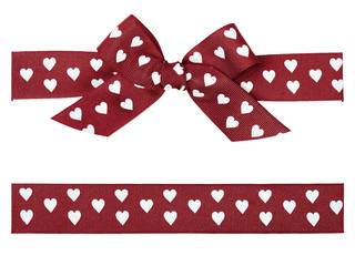 brown bow with hearts and ribbon